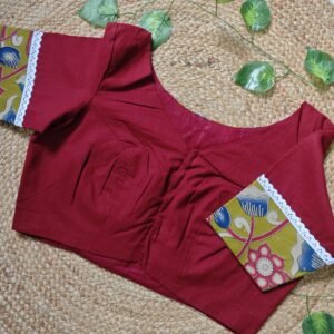 Maroon Cotton Kalamkari Blouse